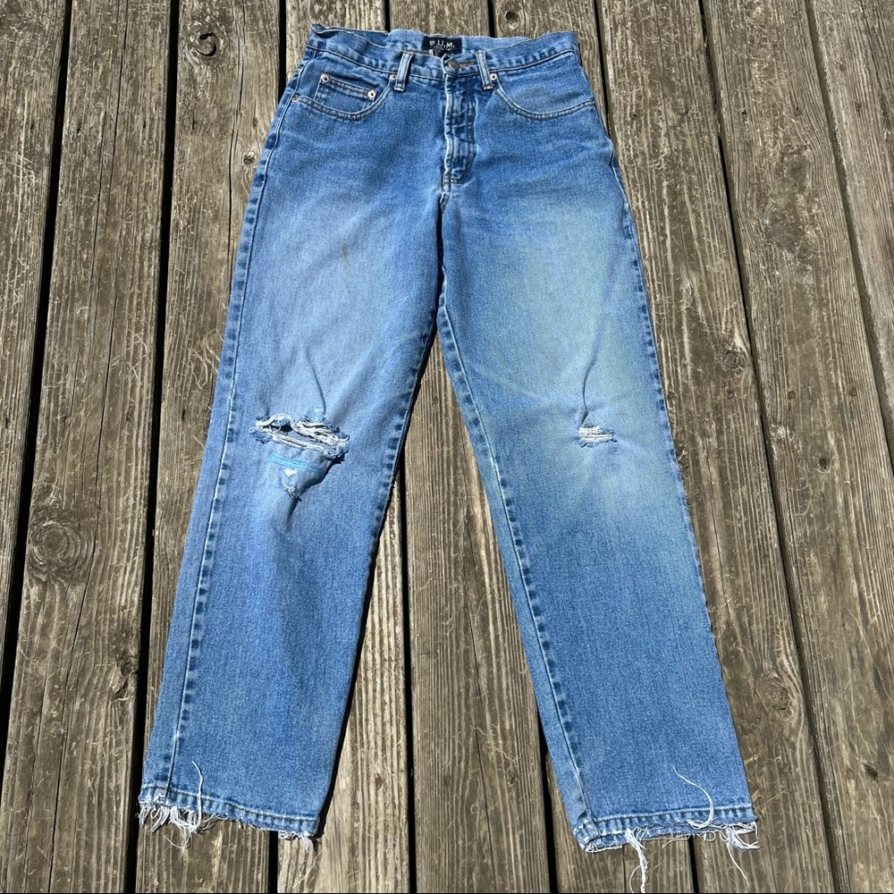 Vintage 90s B.U.M. Equipment Distressed Straight Leg Dad Boyfriend Jeans